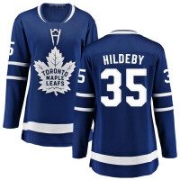 Toronto Maple Leafs #35 Dennis Hildeby Women's Home Breakaway Blue Jersey