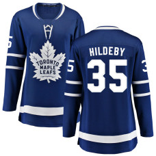 Toronto Maple Leafs #35 Dennis Hildeby Women's Home Breakaway Blue Jersey