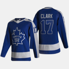 Men Toronto Maple Leafs Wendel Clark #17 2021 Season Reverse Retro Special Edition Authentic Blue Jersey
