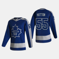 Men's Toronto Maple Leafs Ben Hutton #55 2021 Season Reverse Retro Authentic Blue Jersey