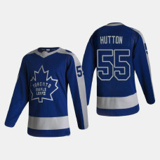 Men's Toronto Maple Leafs Ben Hutton #55 2021 Season Reverse Retro Authentic Blue Jersey