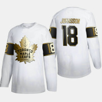Men's Toronto Maple Leafs Andreas Johnsson #18 Golden Edition White Authentic Jersey