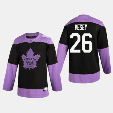 Men's Toronto Maple Leafs Jimmy Vesey #26 2020 Hockey Fights Cancer Practice Black Jersey