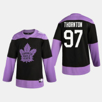 Men's Toronto Maple Leafs Joe Thornton #97 2020 Hockey Fights Cancer Practice Black Jersey