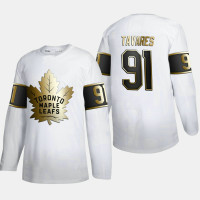 Men's Toronto Maple Leafs John Tavares #91 Golden Edition White Authentic Jersey