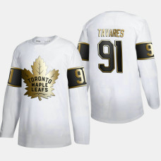 Men's Toronto Maple Leafs John Tavares #91 Golden Edition White Authentic Jersey