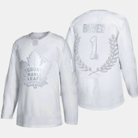 Toronto Maple Leafs Johnny Bower #1 Vezina Trophy White Award Jersey