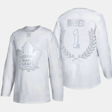 Toronto Maple Leafs Johnny Bower #1 Vezina Trophy White Award Jersey
