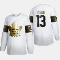 Men's Toronto Maple Leafs Mats Sundin #13 Golden Edition White Retired Authentic Jersey