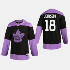 Maple Leafs Andreas Johnsson #18 Hockey Fights Cancer Practice Black Jersey