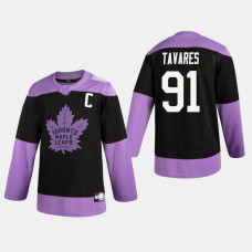 Maple Leafs John Tavares #91 Hockey Fights Cancer Practice Black Jersey