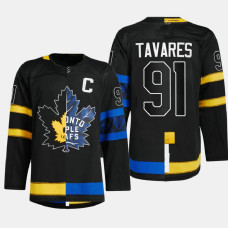 John Tavares #91 Toronto Maple Leafs Black Jersey 2022 Split Edition Drew house Alternate