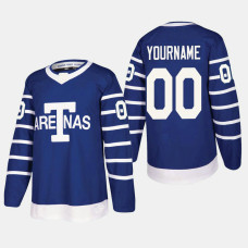 Toronto Arenas Customized #00 Throwback Authentic Blue Jersey