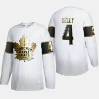 Men's Toronto Maple Leafs Red Kelly #4 Golden Edition White Retired Authentic Jersey