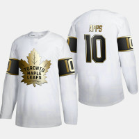 Men's Toronto Maple Leafs Syl Apps #10 Golden Edition White Retired Authentic Jersey