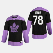 Men's Toronto Maple Leafs T. J. Brodie #78 2020 Hockey Fights Cancer Practice Black Jersey