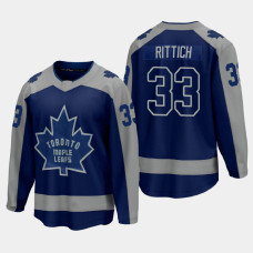 Men's Toronto Maple Leafs David Rittich #33 Reverse Retro 2021 Blue Jersey