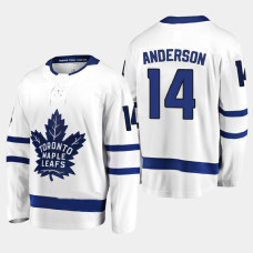 Men's Toronto Maple Leafs Joey Anderson #14 Away 2020-21 Breakaway Player White Jersey
