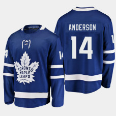 Men's Toronto Maple Leafs Joey Anderson #14 Home 2020-21 Breakaway Player Blue Jersey