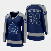 Women's Toronto Maple Leafs Auston Matthews #34 2020-21 Reverse Retro Special Edition Breakaway Player Royal Jersey