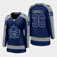 Women Toronto Maple Leafs Jack Campbell #36 2021 Reverse Retro Blue Jersey